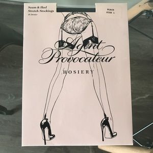 Agent Provocateur Seam & Heel stockings, black, XS